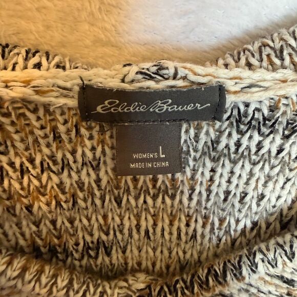 EDDIE BAUER Women's L Long Sleeve Hooded Pullover Sweater BOHO Kangaroo Pocket - Picture 4 of 16